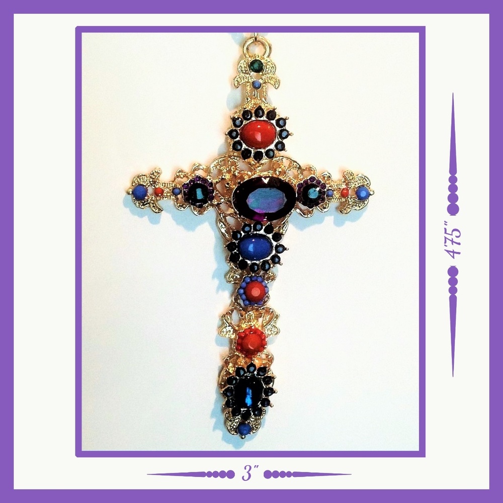 BEAUTIFUL EXTRA LARGE GOLD PLATED CROSS